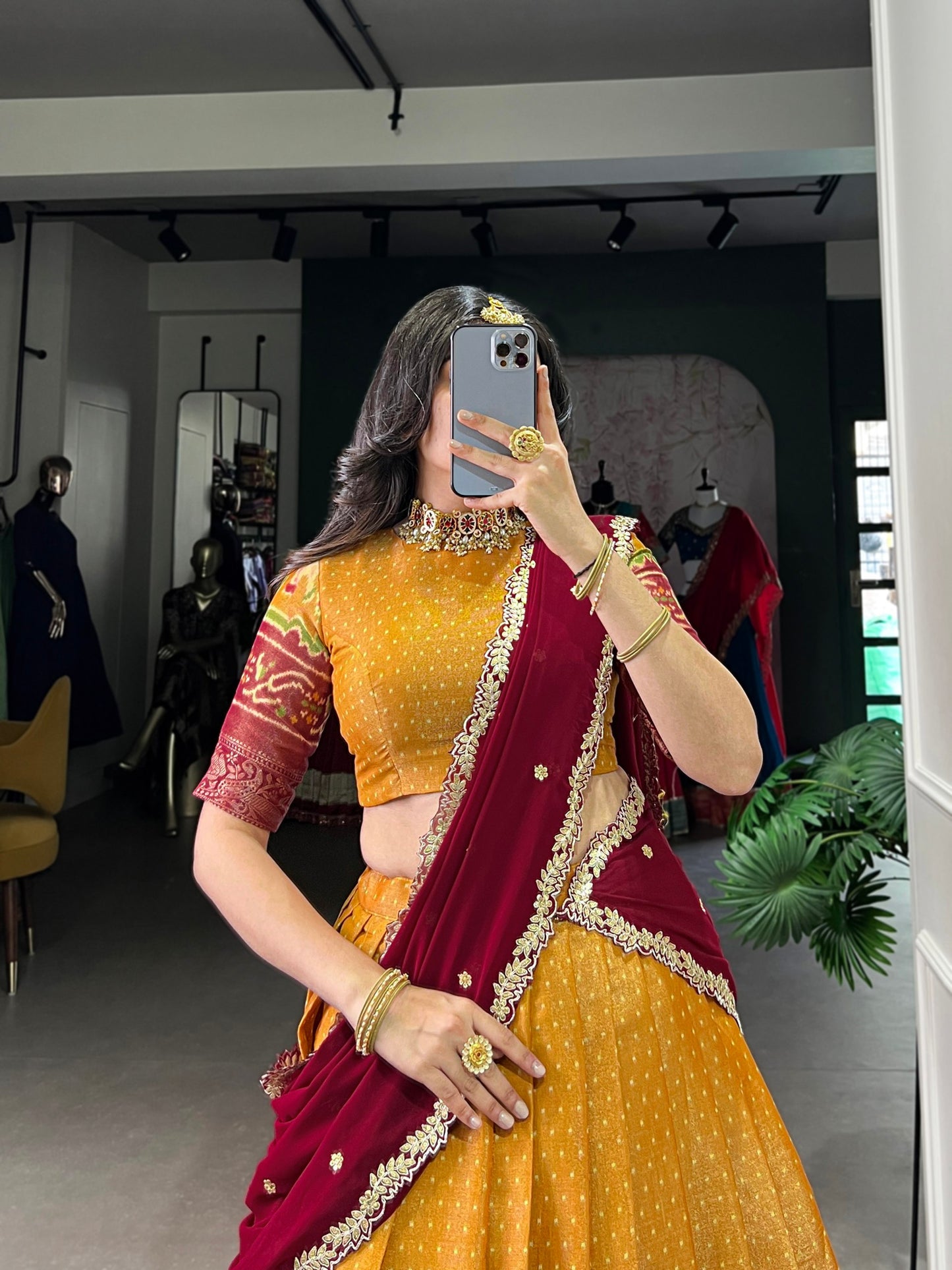 Ravishing Kanchipuram Silk Printed Weaving Worked Lehenga Choli