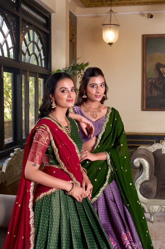 Ravishing Kanchipuram Silk Printed Weaving Worked Lehenga Choli