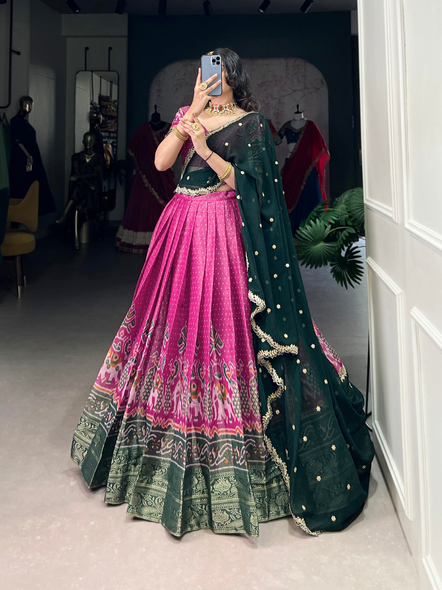 Ravishing Kanchipuram Silk Printed Weaving Worked Lehenga Choli