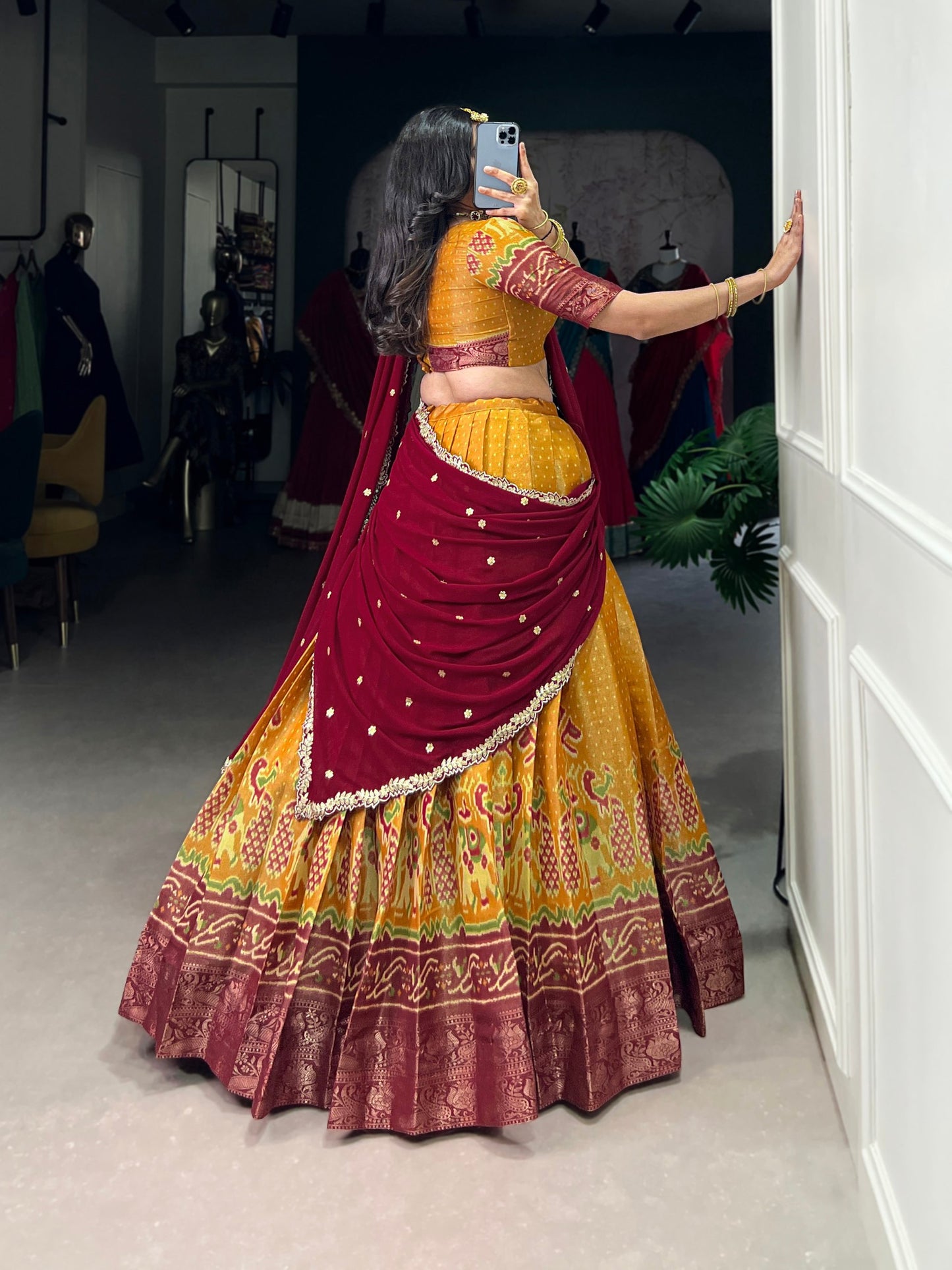 Ravishing Kanchipuram Silk Printed Weaving Worked Lehenga Choli
