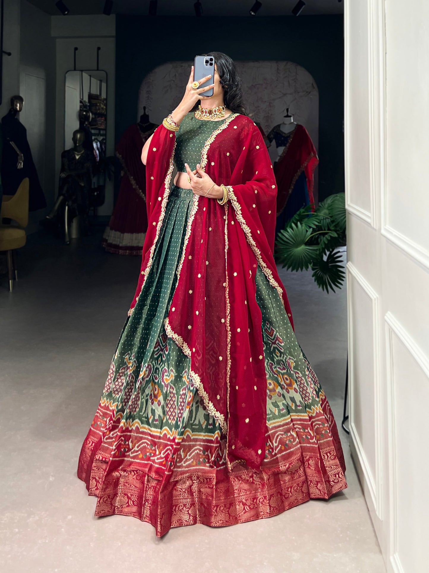 Ravishing Kanchipuram Silk Printed Weaving Worked Lehenga Choli