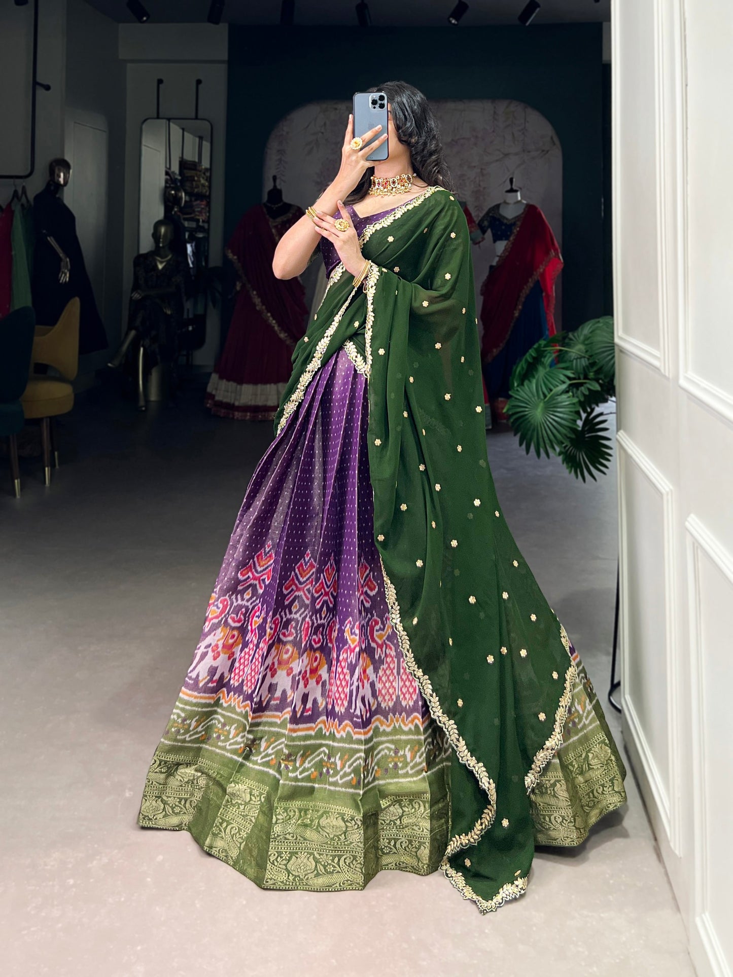 Ravishing Kanchipuram Silk Printed Weaving Worked Lehenga Choli