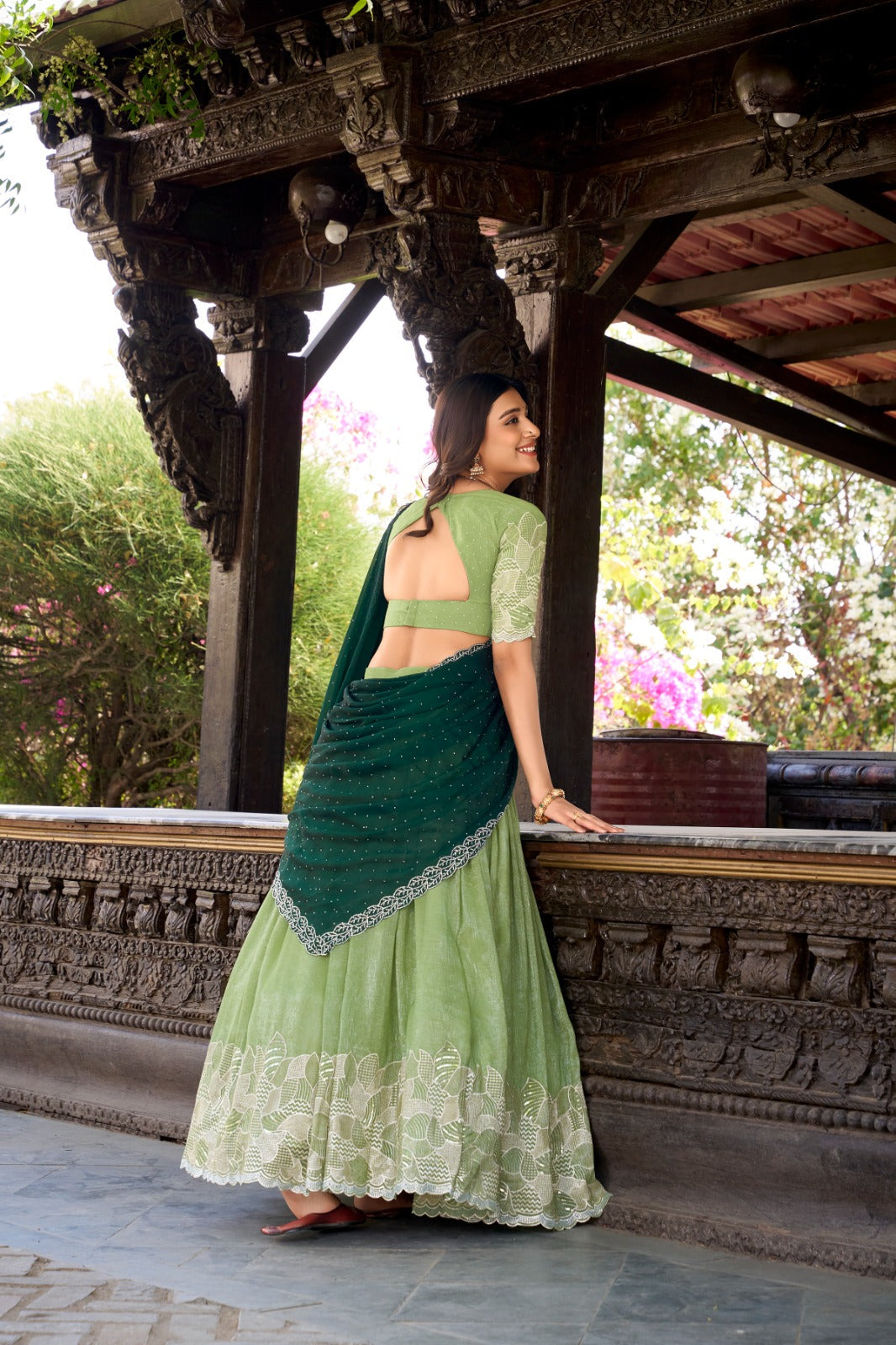 Attractive Silver Glosy Thread Sequins Worked Lehenga Choli