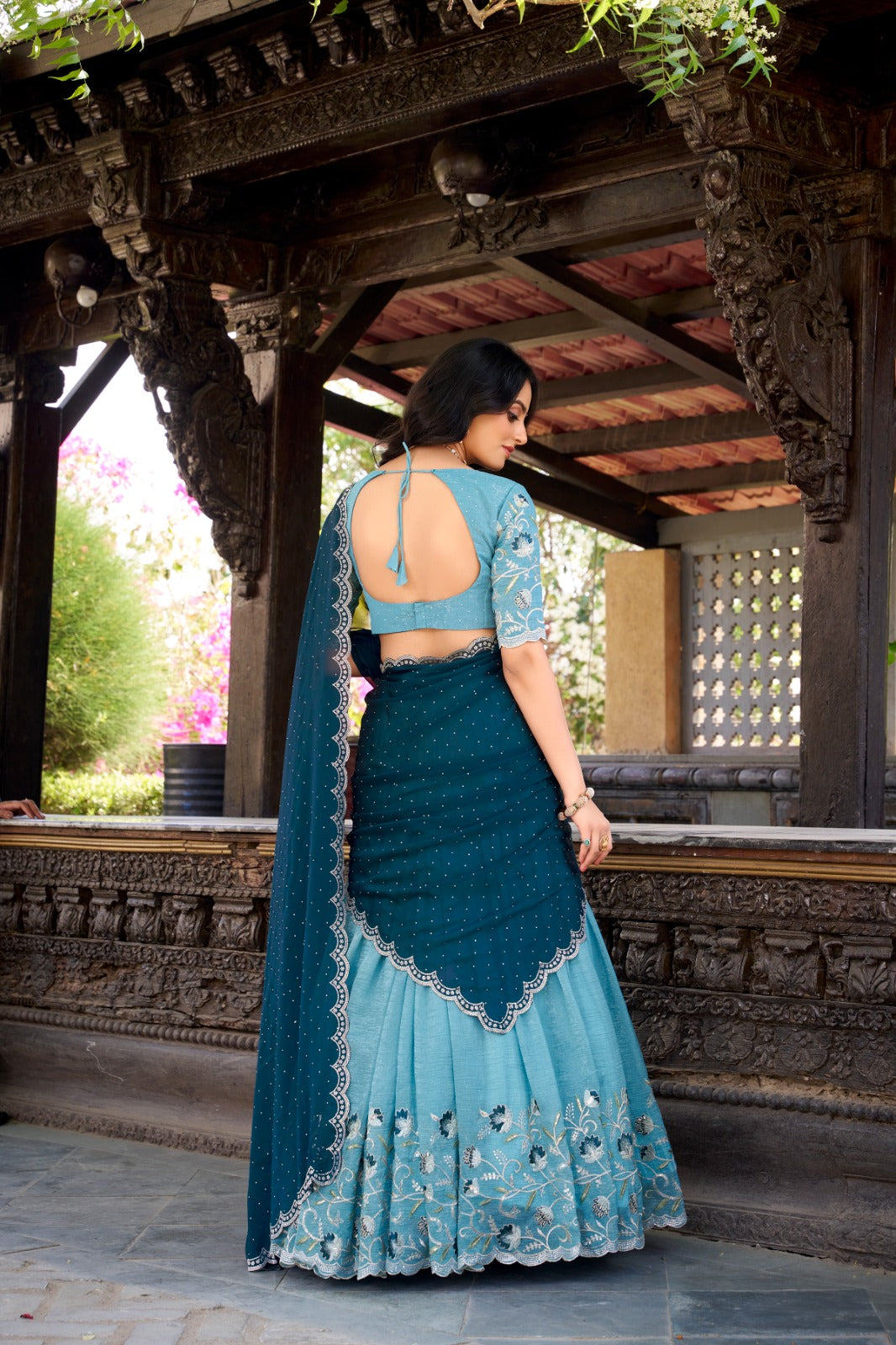 Attractive Silver Glosy Thread Sequins Worked Lehenga Choli