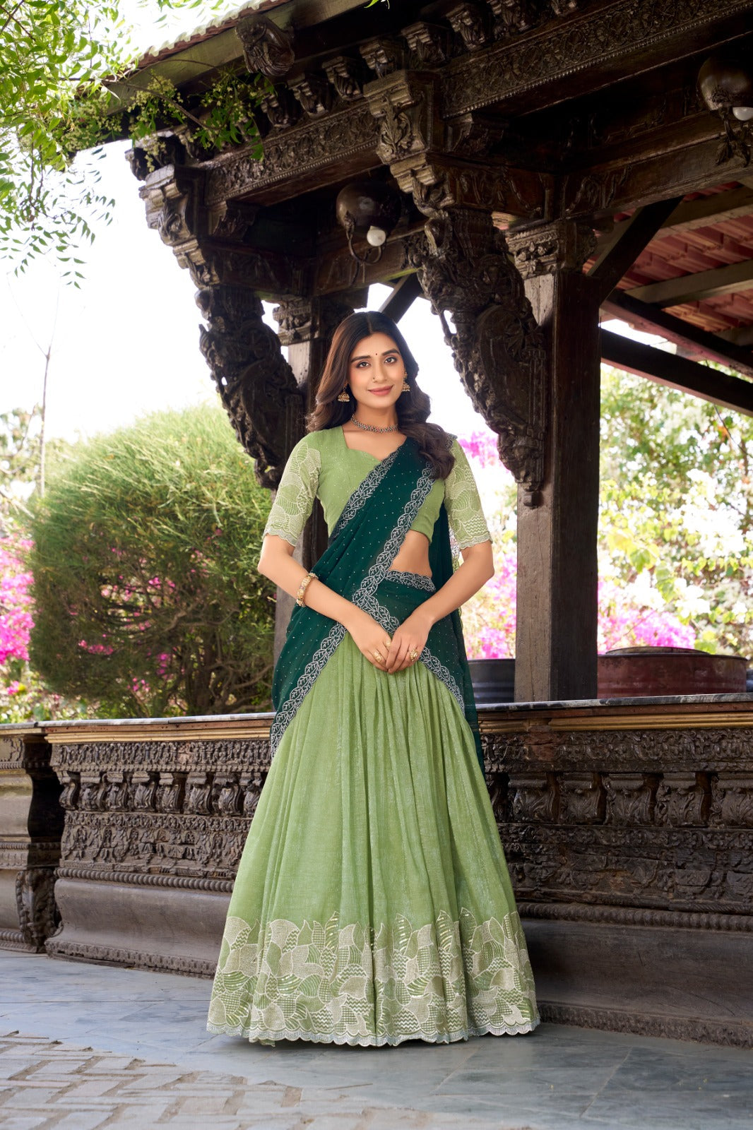 Attractive Silver Glosy Thread Sequins Worked Lehenga Choli