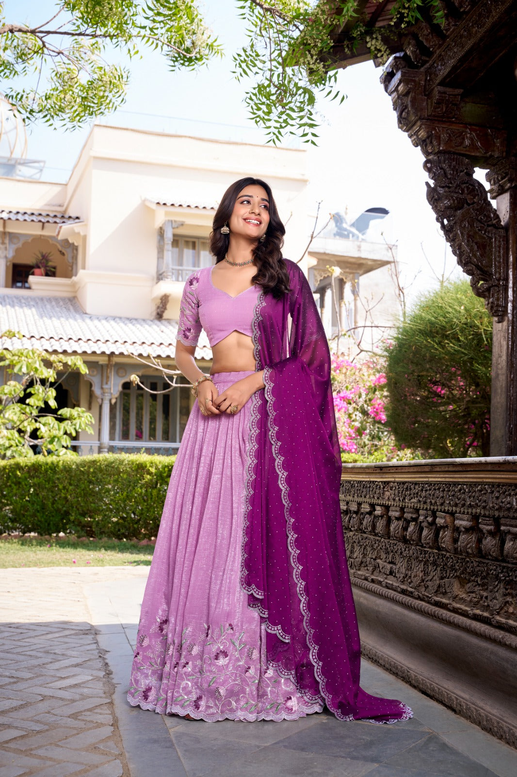 Attractive Silver Glosy Thread Sequins Worked Lehenga Choli