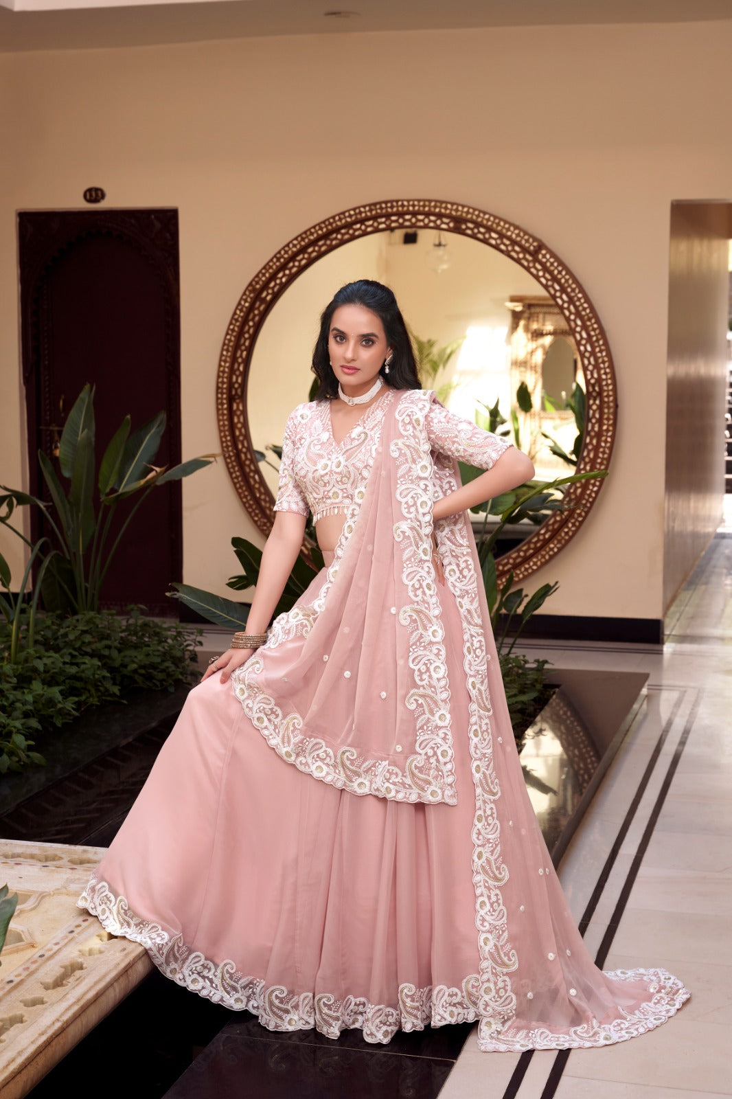 Magnificent Pearl Cording Sequins Worked Designer Lehenga Choli