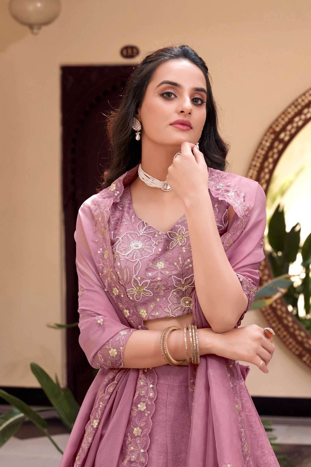 Magnificent Pearl Cording Sequins Worked Designer Lehenga Choli