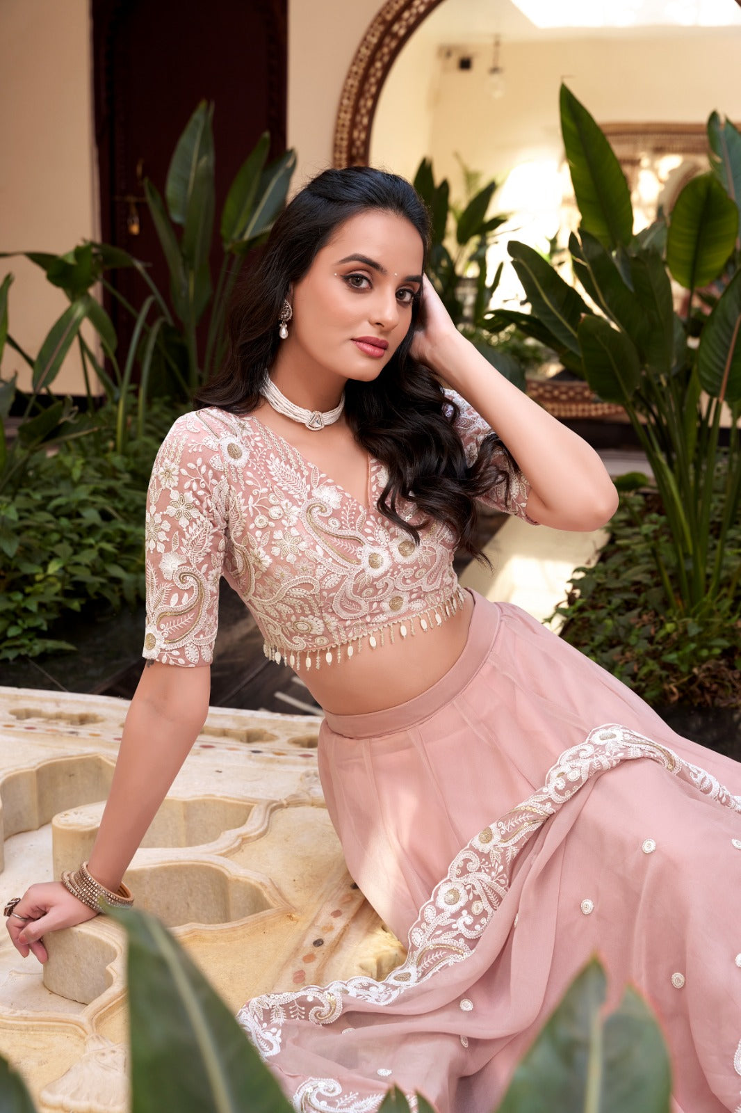 Magnificent Pearl Cording Sequins Worked Designer Lehenga Choli