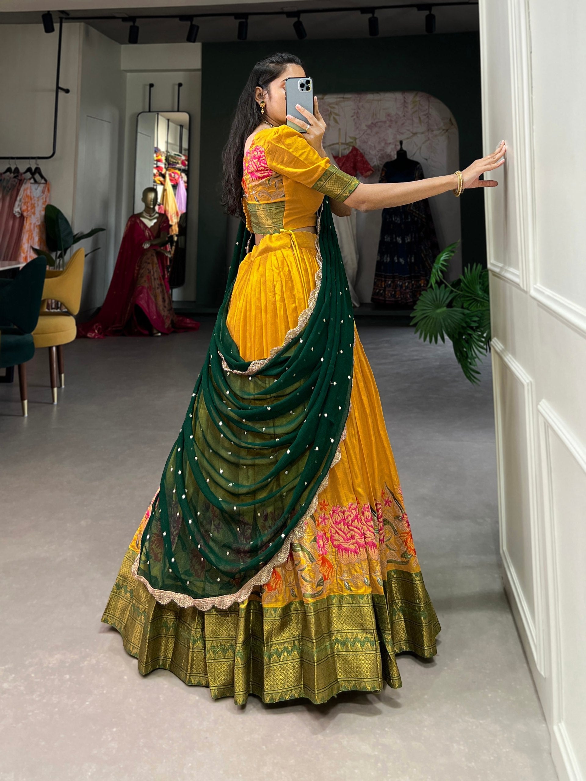 Spellbinding Cotton Silk Thread Embroidered Lehenga Choli - Ethnicwish