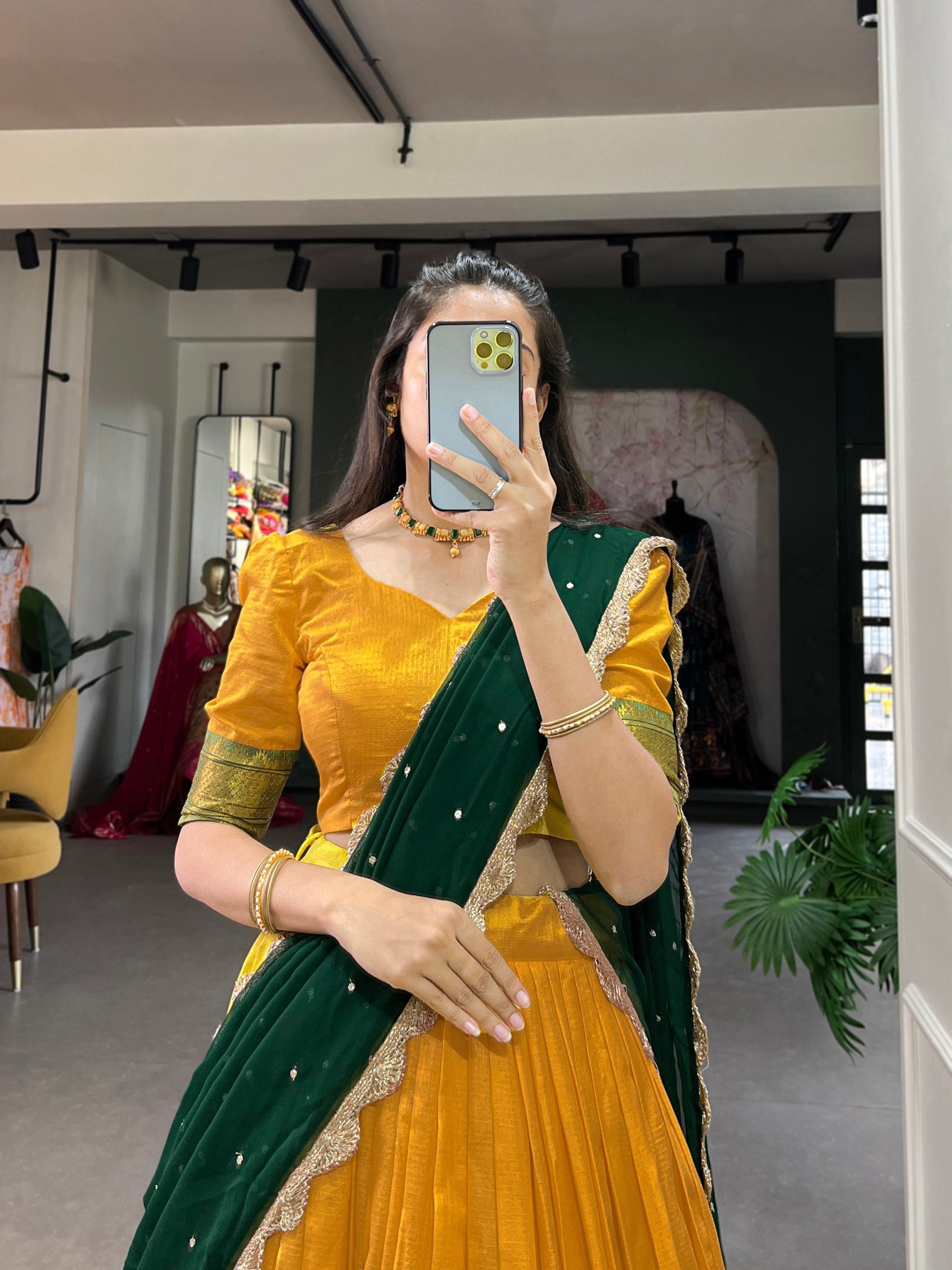 Spellbinding Cotton Silk Thread Embroidered Lehenga Choli - Ethnicwish