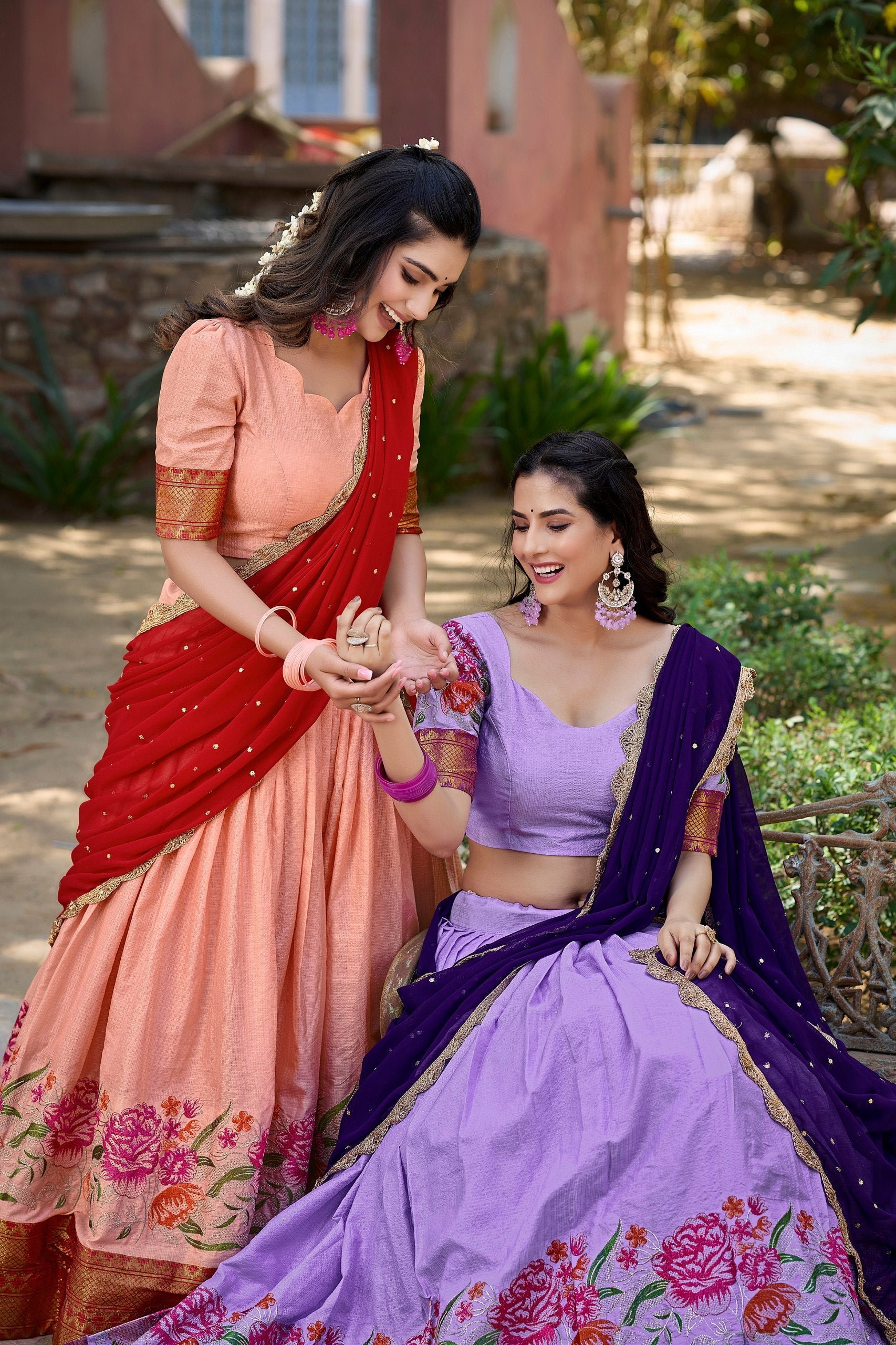 Spellbinding Cotton Silk Thread Embroidered Lehenga Choli - Ethnicwish