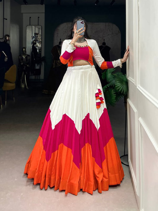 Navratri Wear Pure Rayon Fully Flared Lehenga Choli