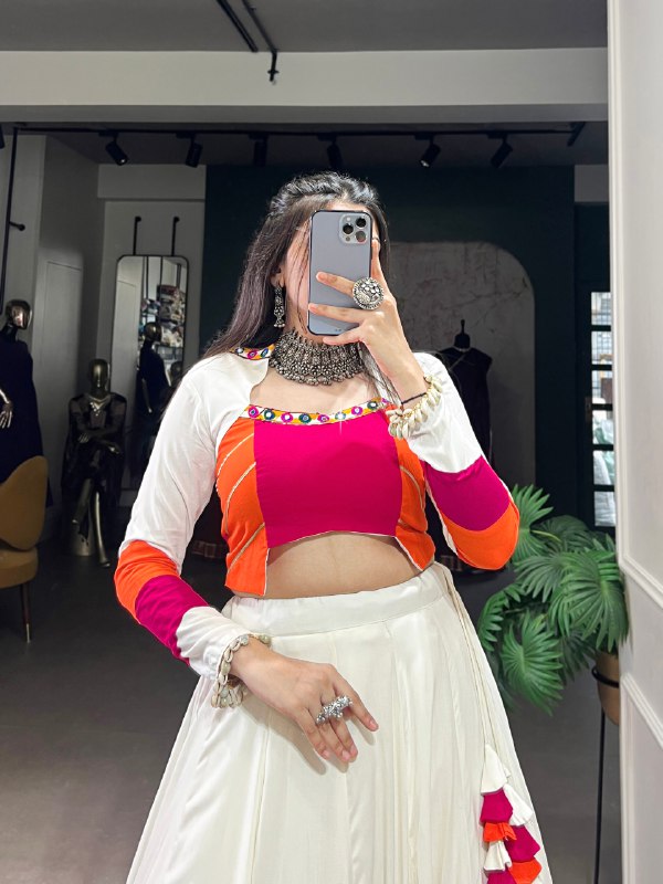Navratri Wear Pure Rayon Fully Flared Lehenga Choli