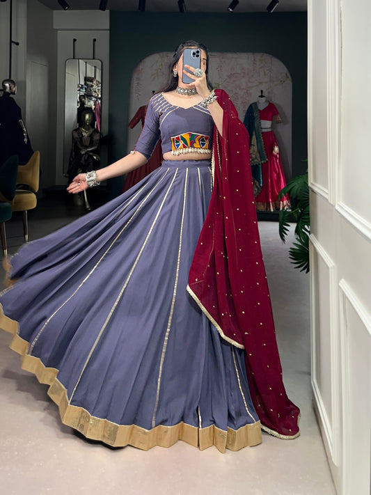 Graceful Pure Rayon Gota Patti Worked Navratri Wear Lehenga Choli
