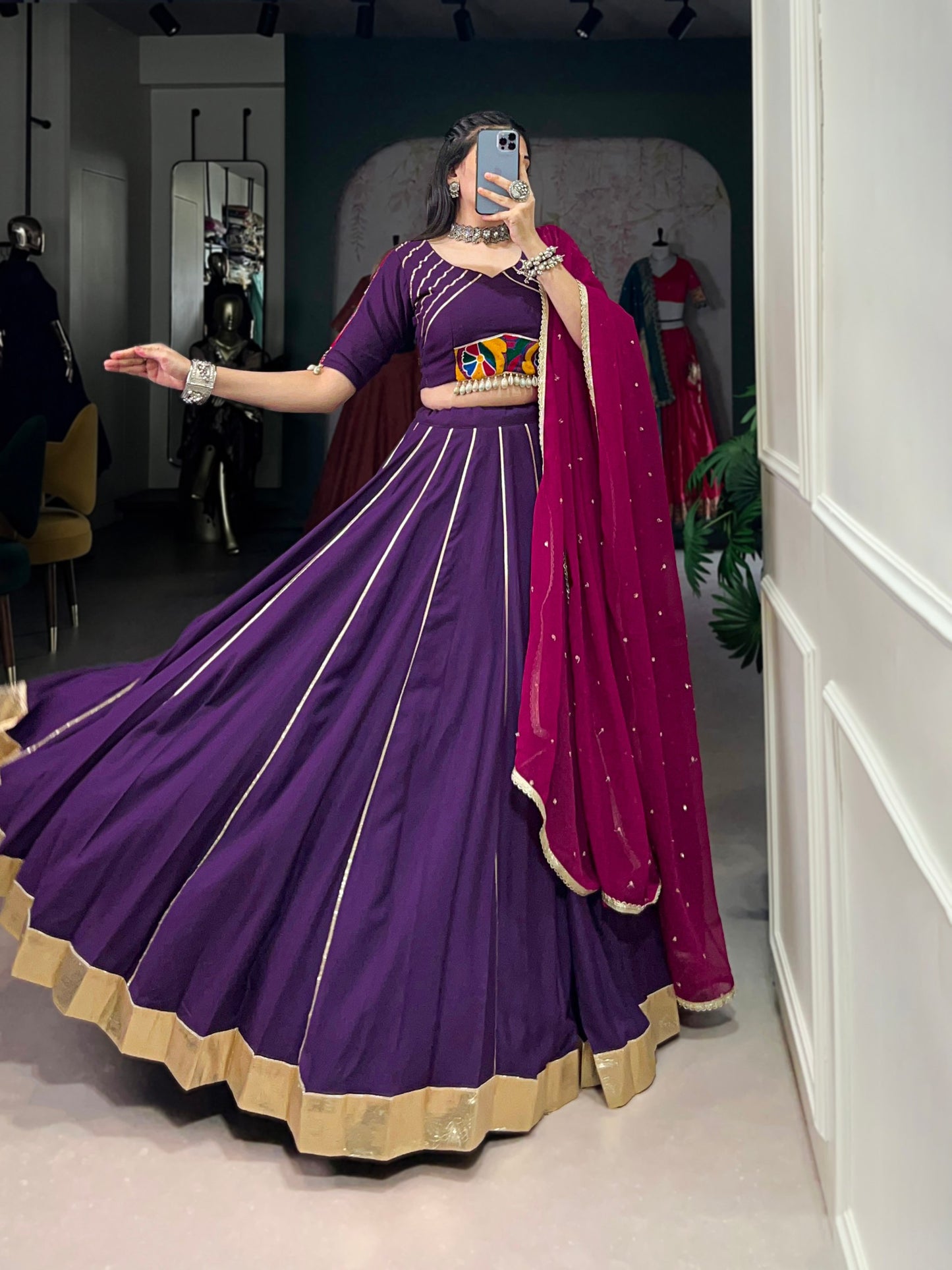 Graceful Pure Rayon Gota Patti Worked Navratri Wear Lehenga Choli