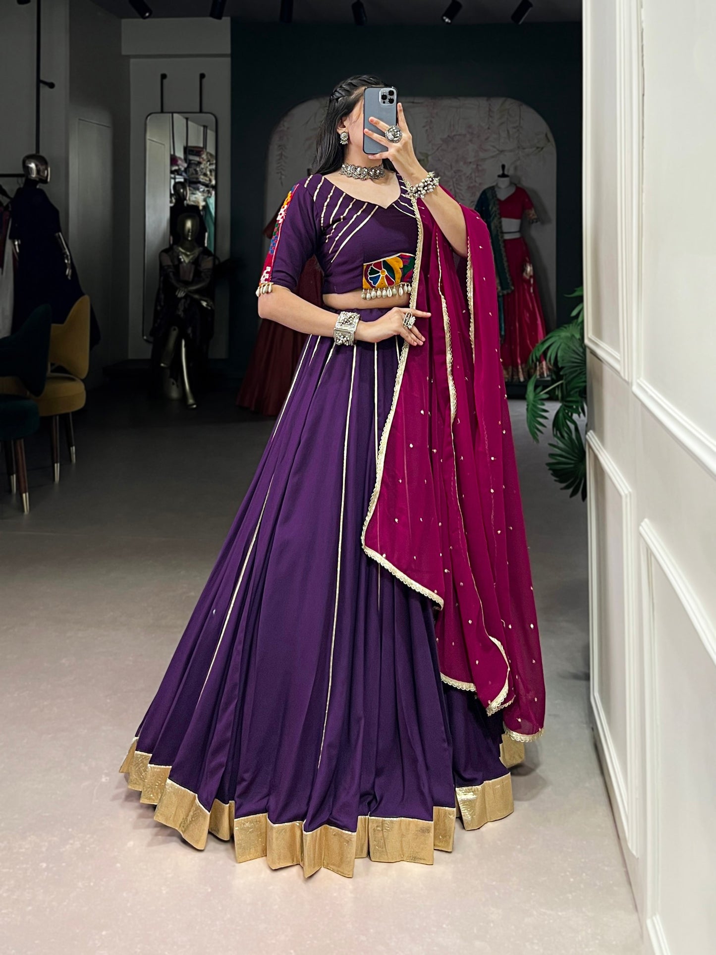 Graceful Pure Rayon Gota Patti Worked Navratri Wear Lehenga Choli