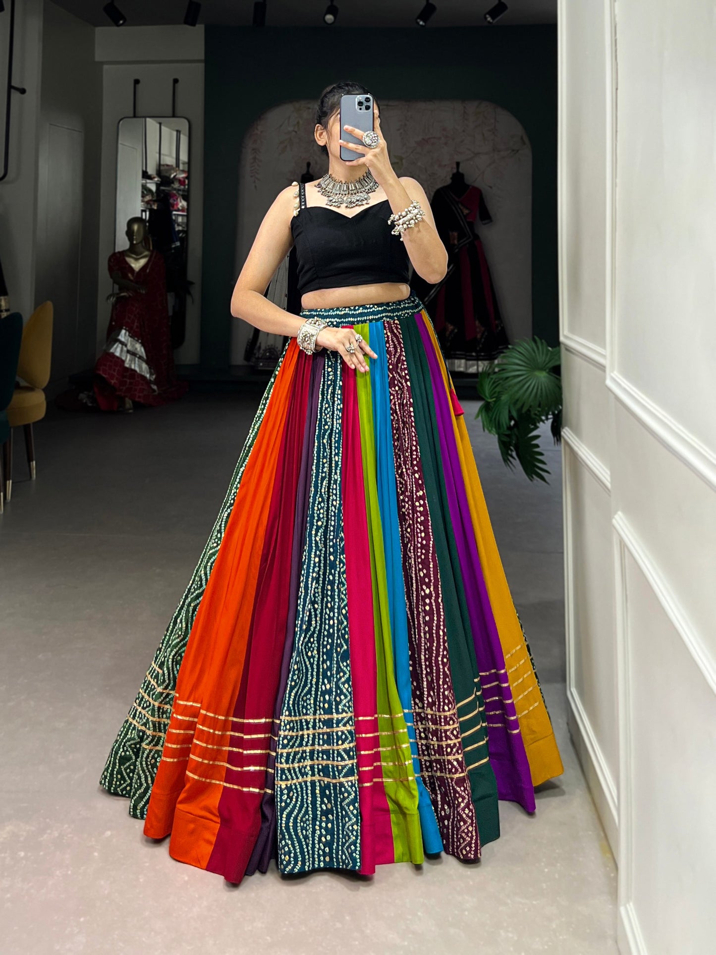 Elegant Multicolored Pure Rayon Printed Navratri Lehenga Choli
