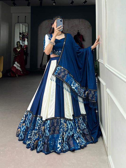 Spellbinding Pure Rayon Printed Foil Mirror Gota Patti Worked Lehenga Choli