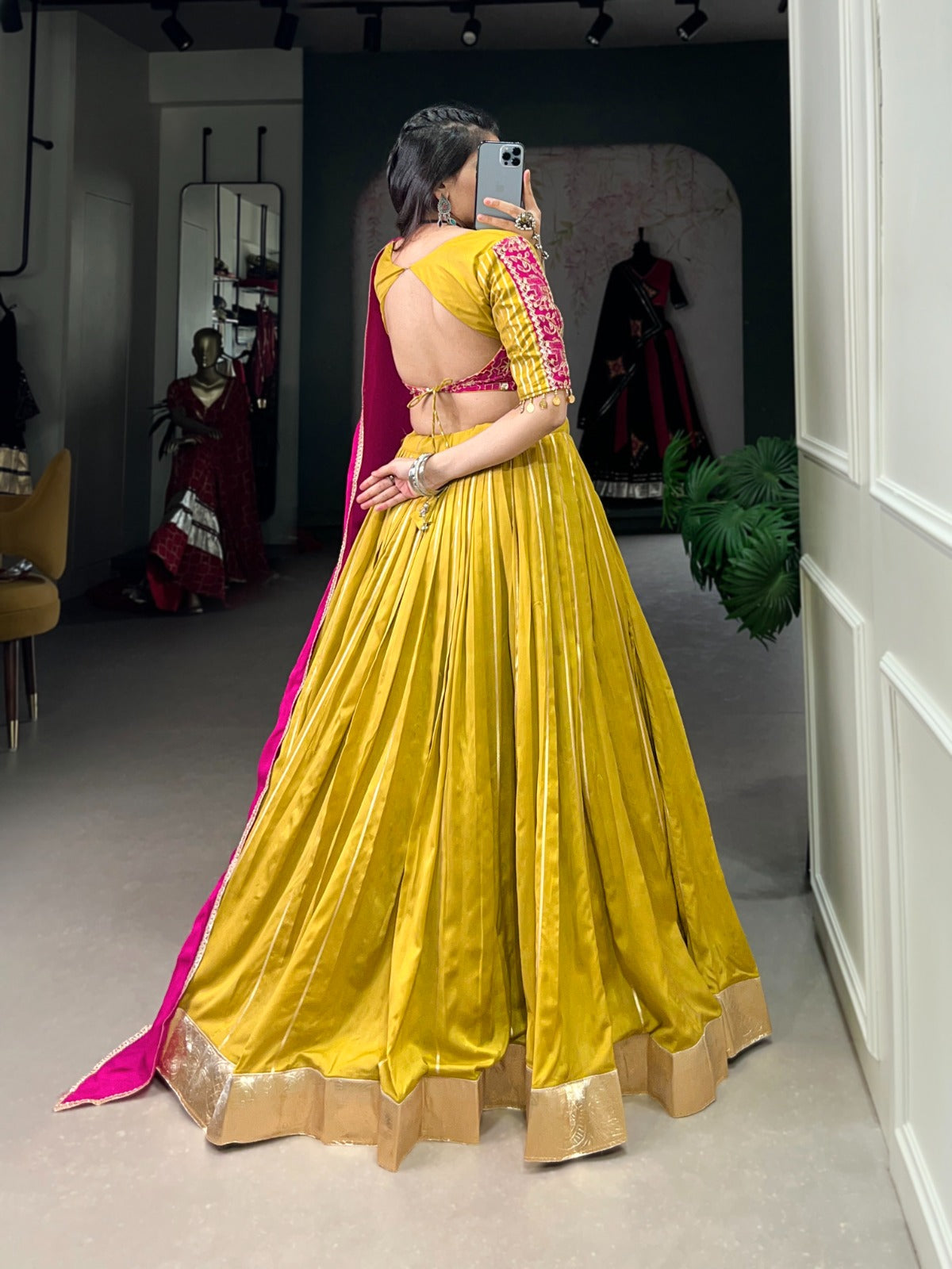 Graceful Chanderi Zari Gota Patti Worked Lehenga Choli Set - Ethnicwish