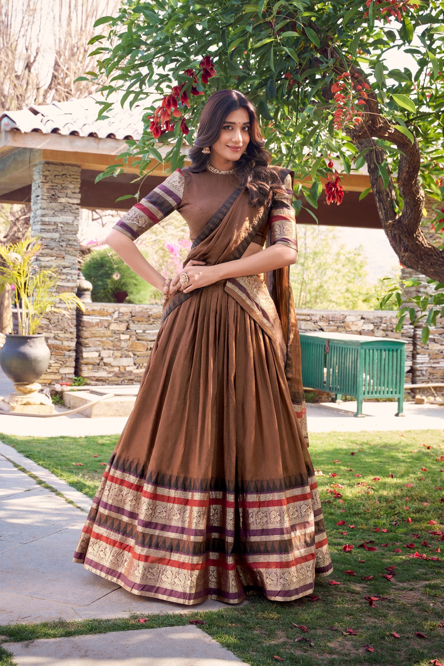Exquisite Pure Chanderi Zari Weaving Worked Lehenga Choli