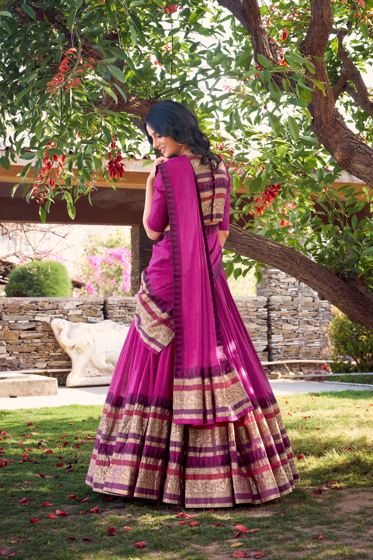 Exquisite Pure Chanderi Zari Weaving Worked Lehenga Choli