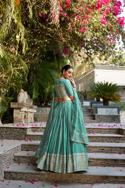 Resplendent Pure Chanderi Silk Zari Weaving Worked Lehenga Choli