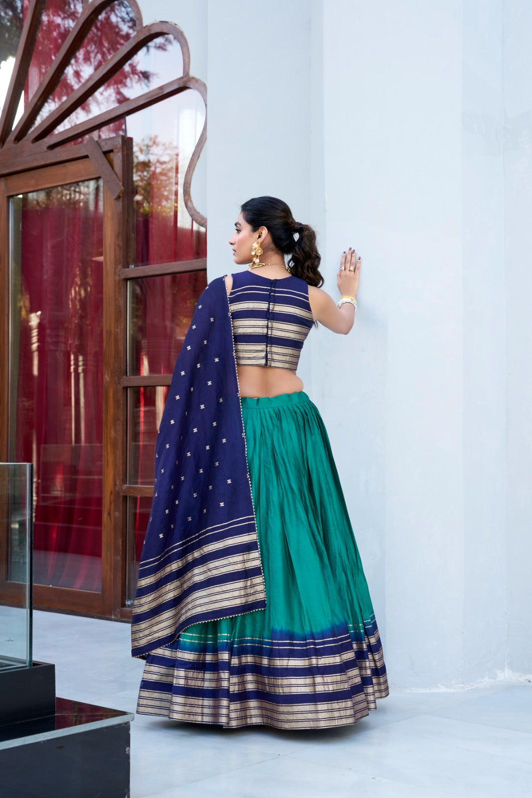 Amazing Pure Chanderi Zari Weaving Border Worked Lehenga Choli