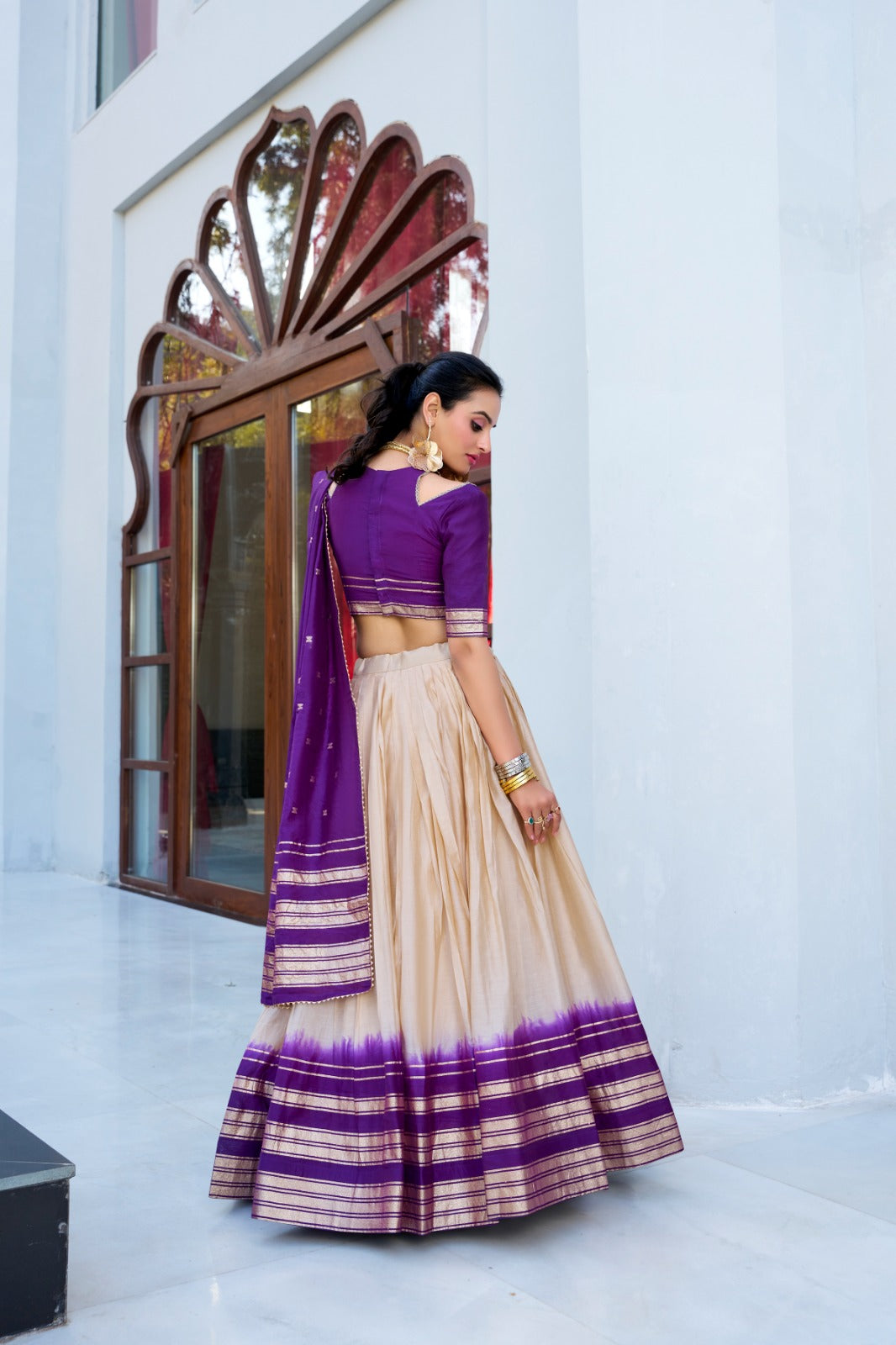 Amazing Pure Chanderi Zari Weaving Border Worked Lehenga Choli