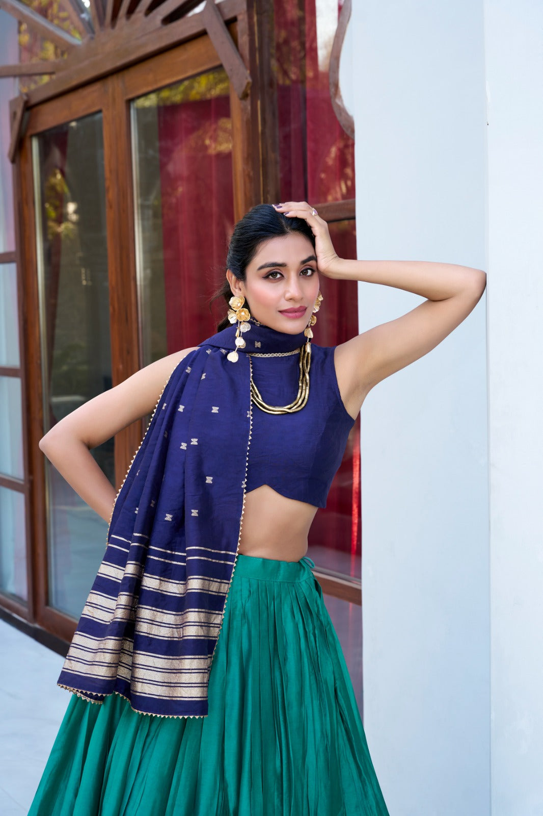 Amazing Pure Chanderi Zari Weaving Border Worked Lehenga Choli