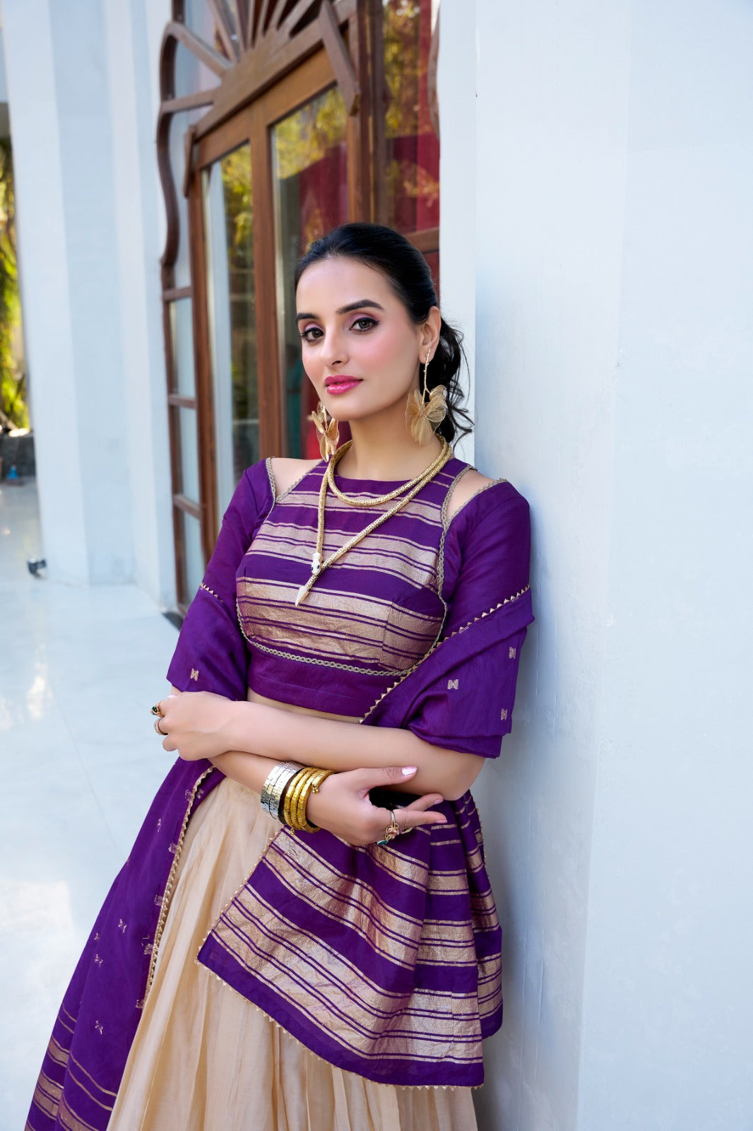Amazing Pure Chanderi Zari Weaving Border Worked Lehenga Choli