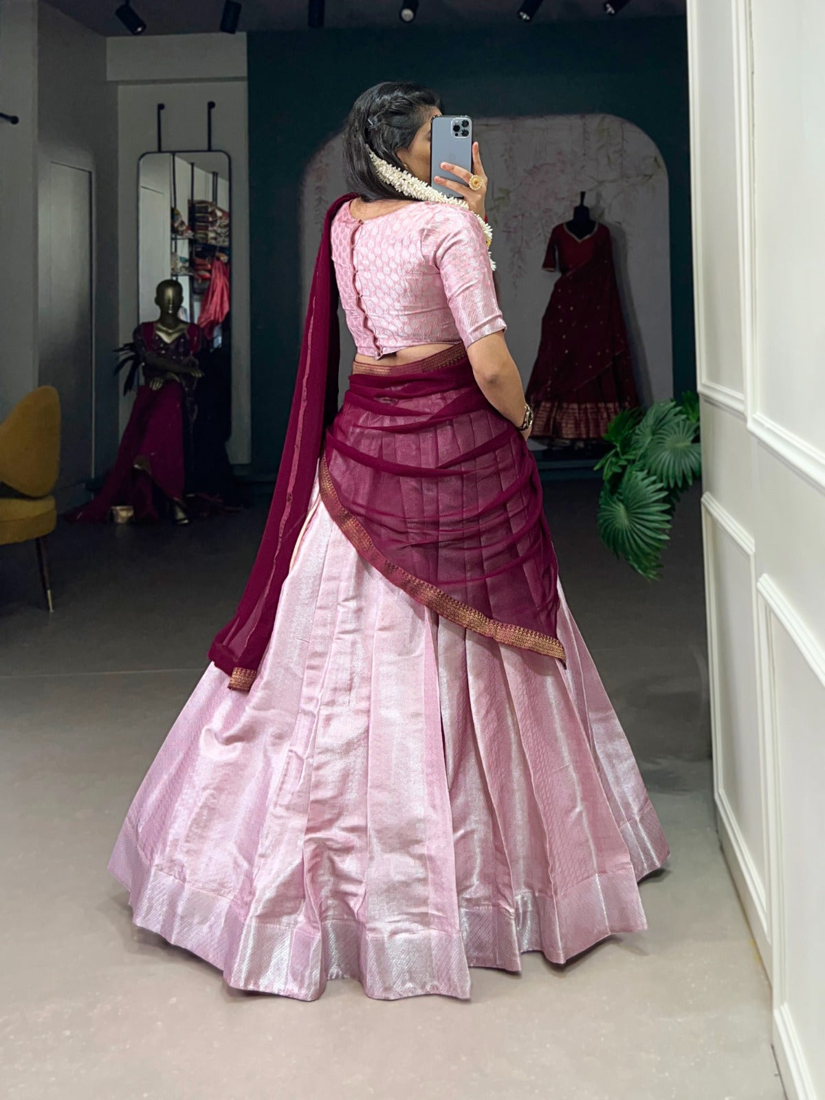 Radiant Jacquard Silk Weaving Worked Lehenga Choli Set - Ethnicwish