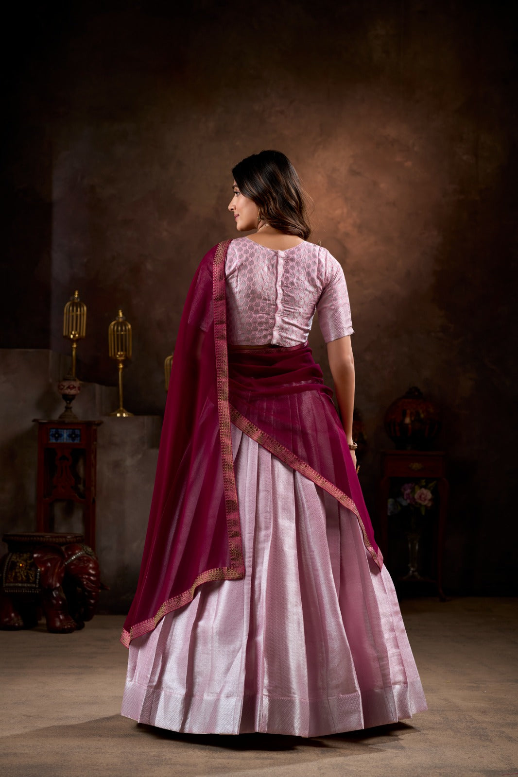 Radiant Jacquard Silk Weaving Worked Lehenga Choli Set - Ethnicwish
