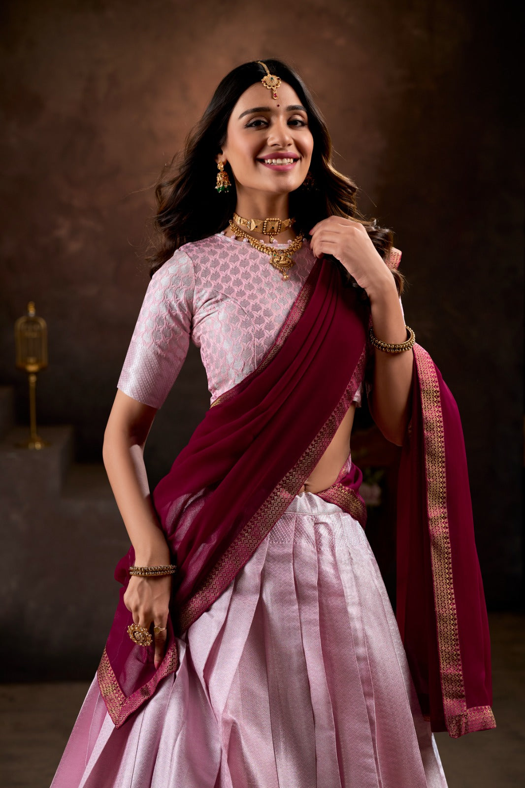 Radiant Jacquard Silk Weaving Worked Lehenga Choli Set - Ethnicwish