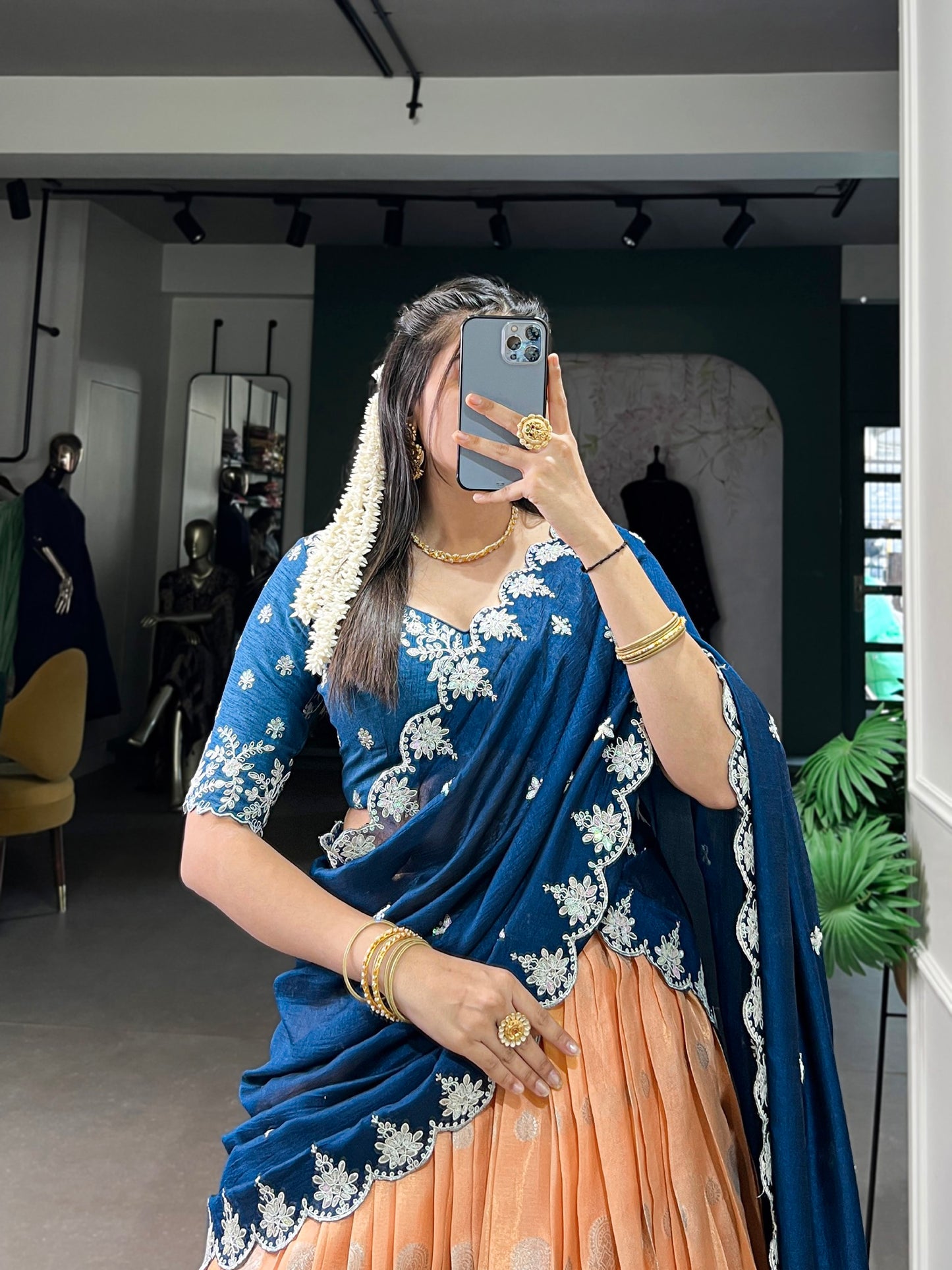 Lovely Zari Cota Weaving Sequins Thread Worked Lehenga Choli