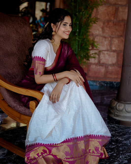 Radiant White Poly Cotton Zari Weaving Worked Lehenga Choli Set