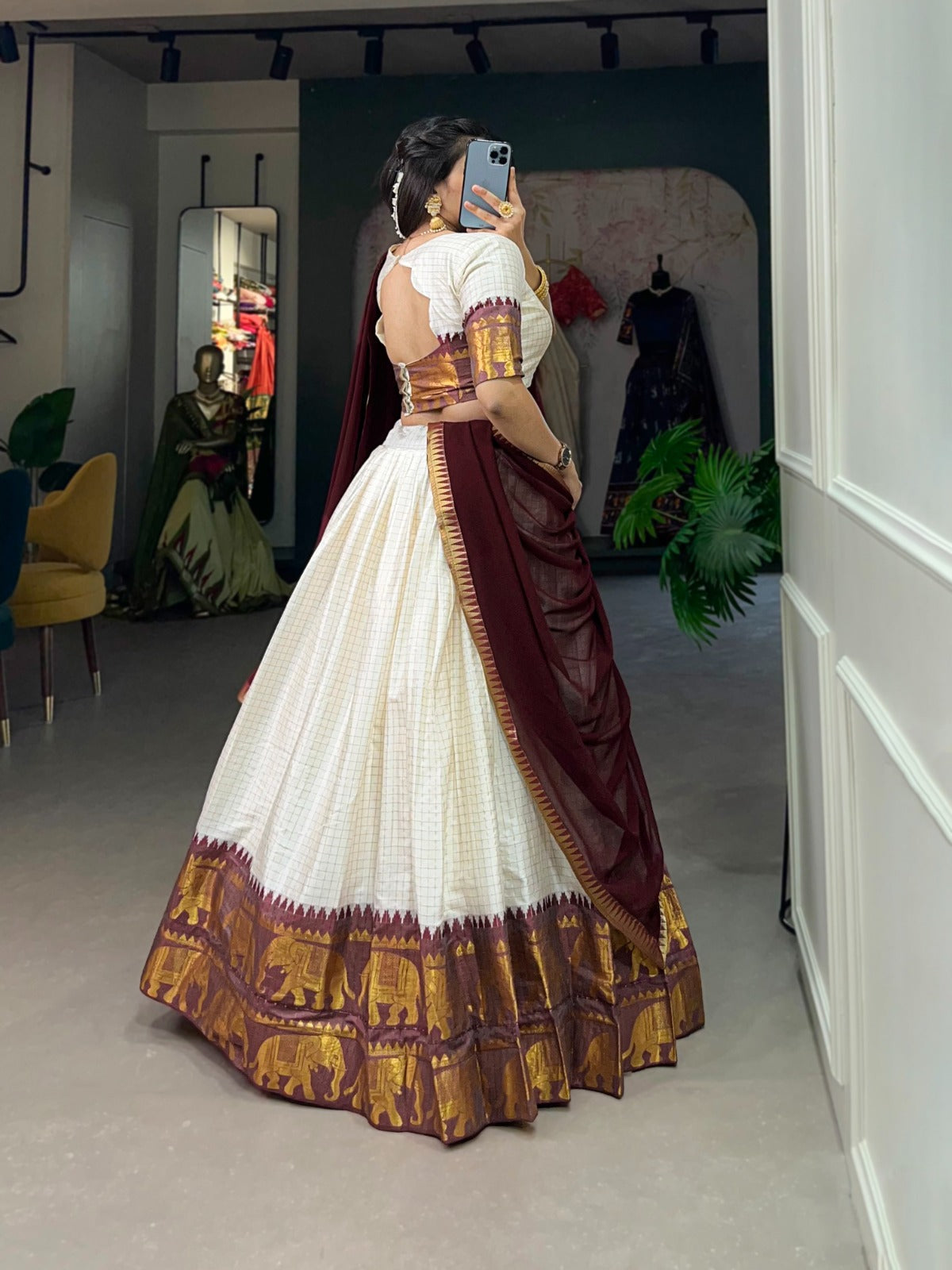 Radiant Poly Cotton Zari Weaving Worked Lehenga Choli Set - Ethnicwish