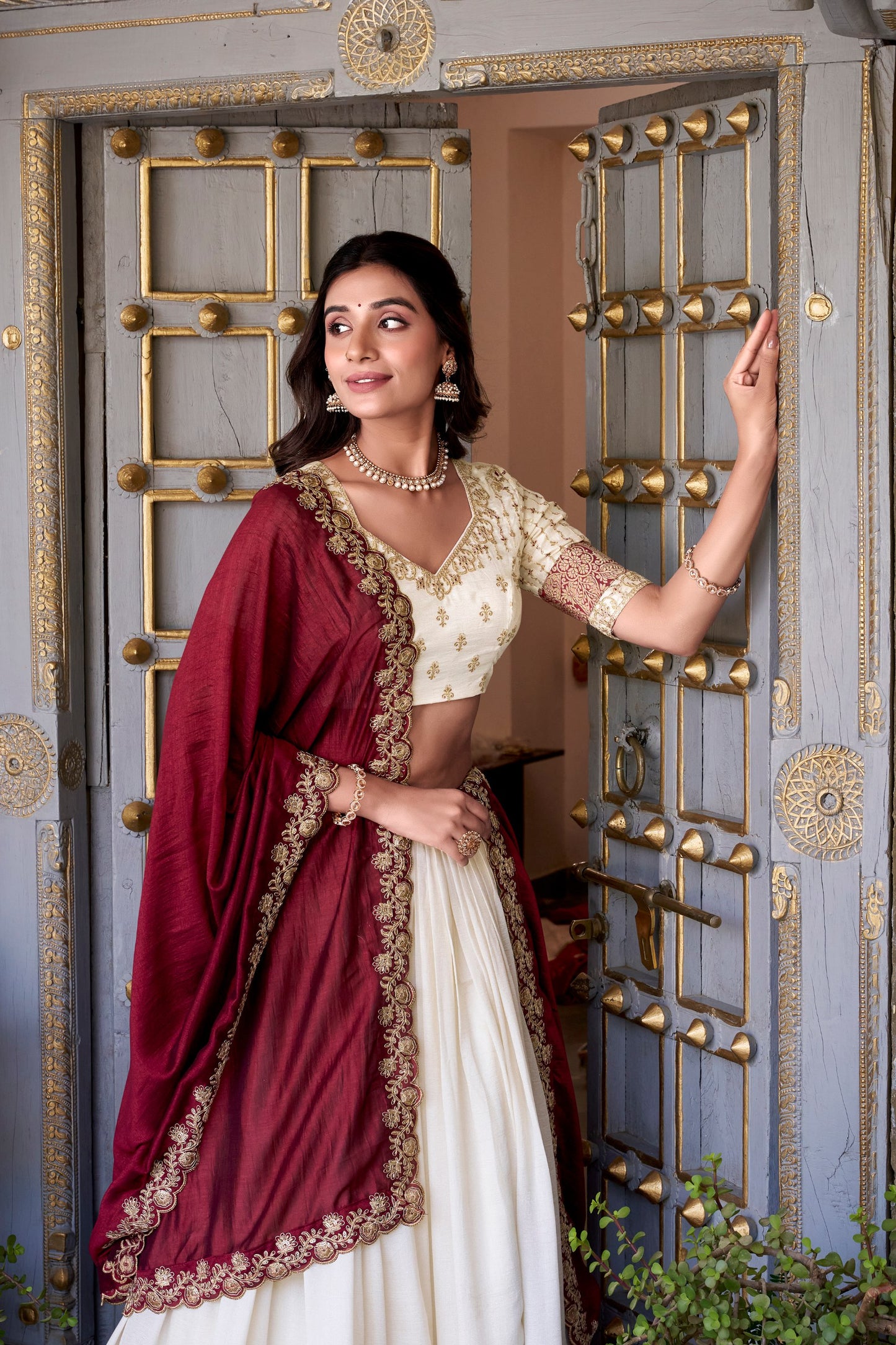 Exquisite Vichitra Silk Zari Weaving Lace Border Worked Lehenga Choli