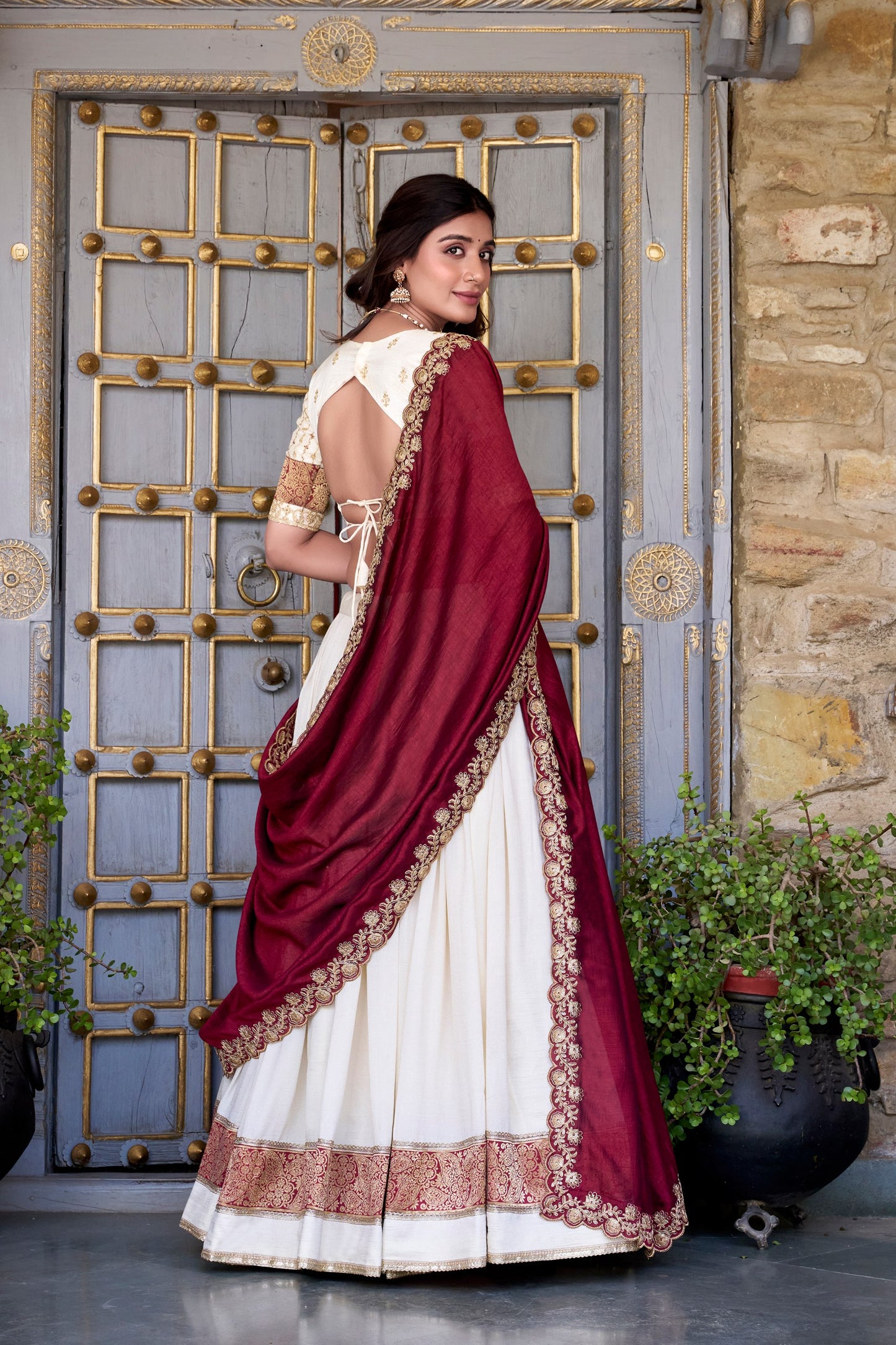 Exquisite Vichitra Silk Zari Weaving Lace Border Worked Lehenga Choli