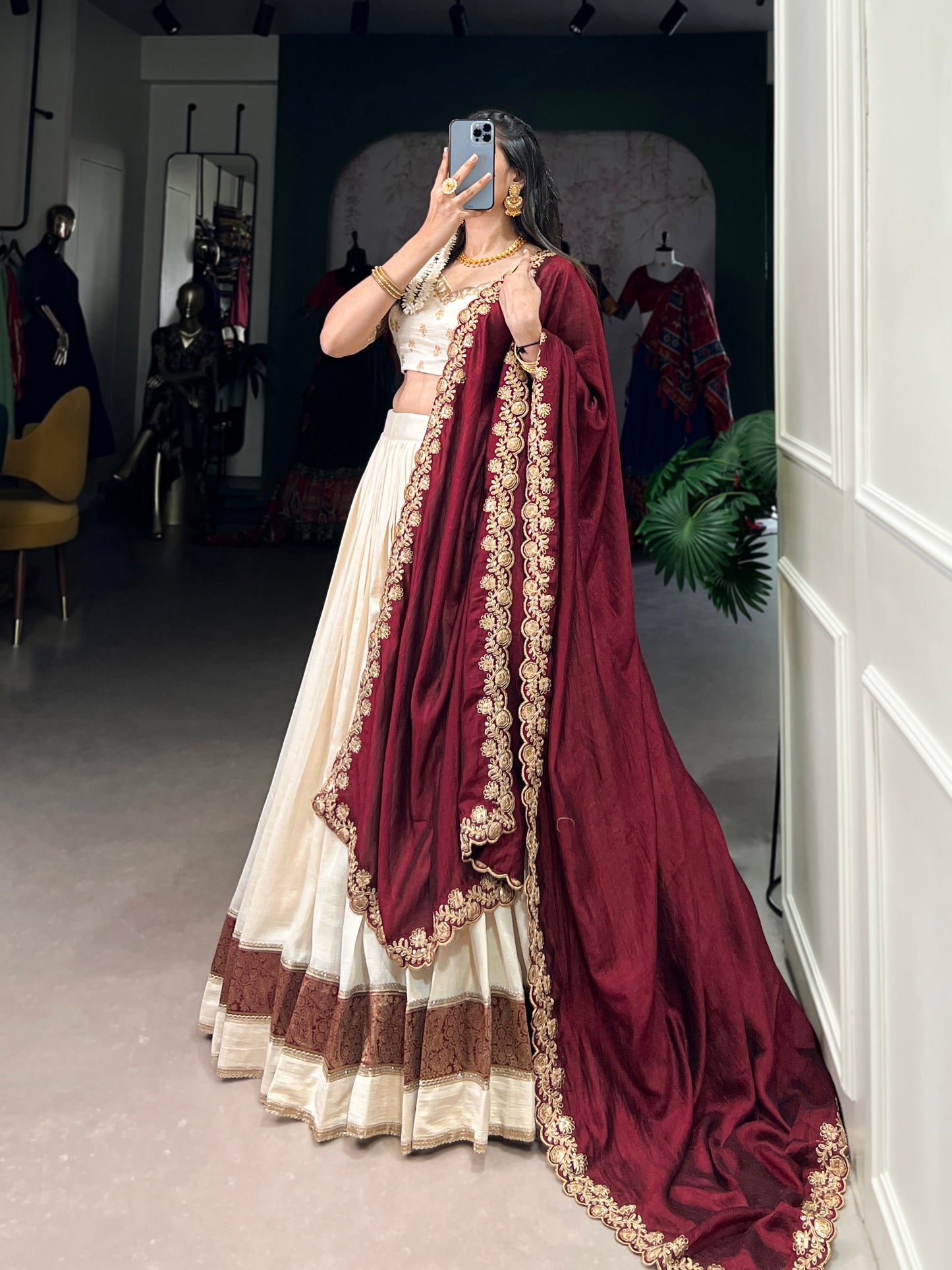 Exquisite Vichitra Silk Zari Weaving Lace Border Worked Lehenga Choli
