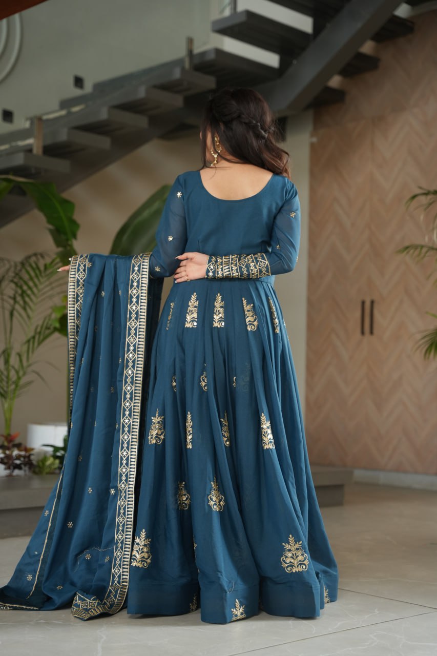 Chinnon Sequins & Beads Embroidered Gown Set With Dupatta