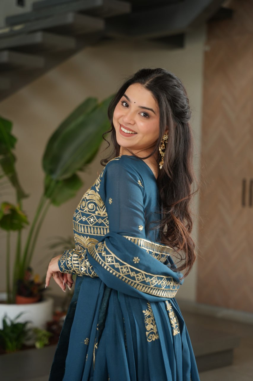 Chinnon Sequins & Beads Embroidered Gown Set With Dupatta