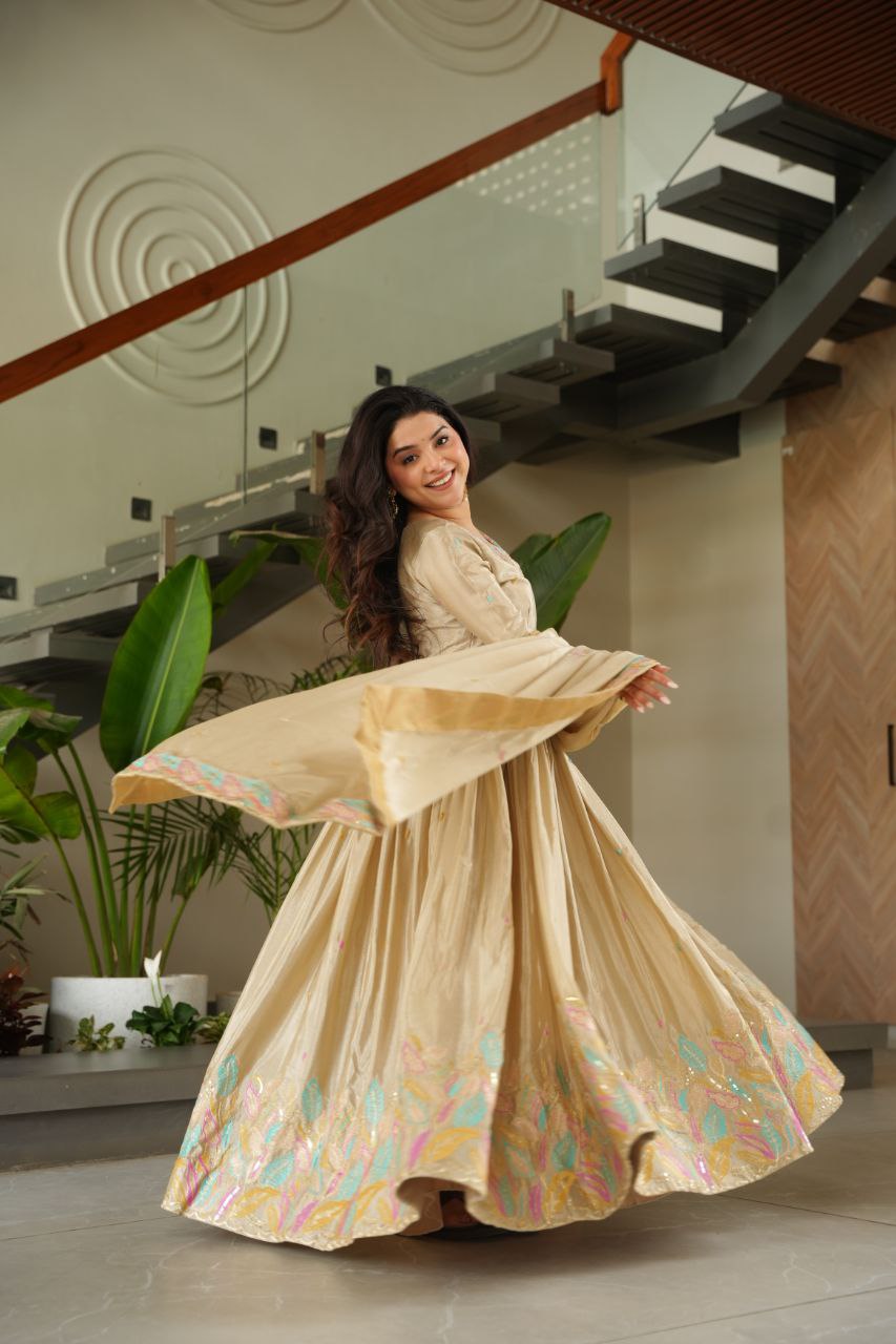Chinnon Sequins & Thread Embroidered Gown Set – Fully Stitched & Ready to Wear