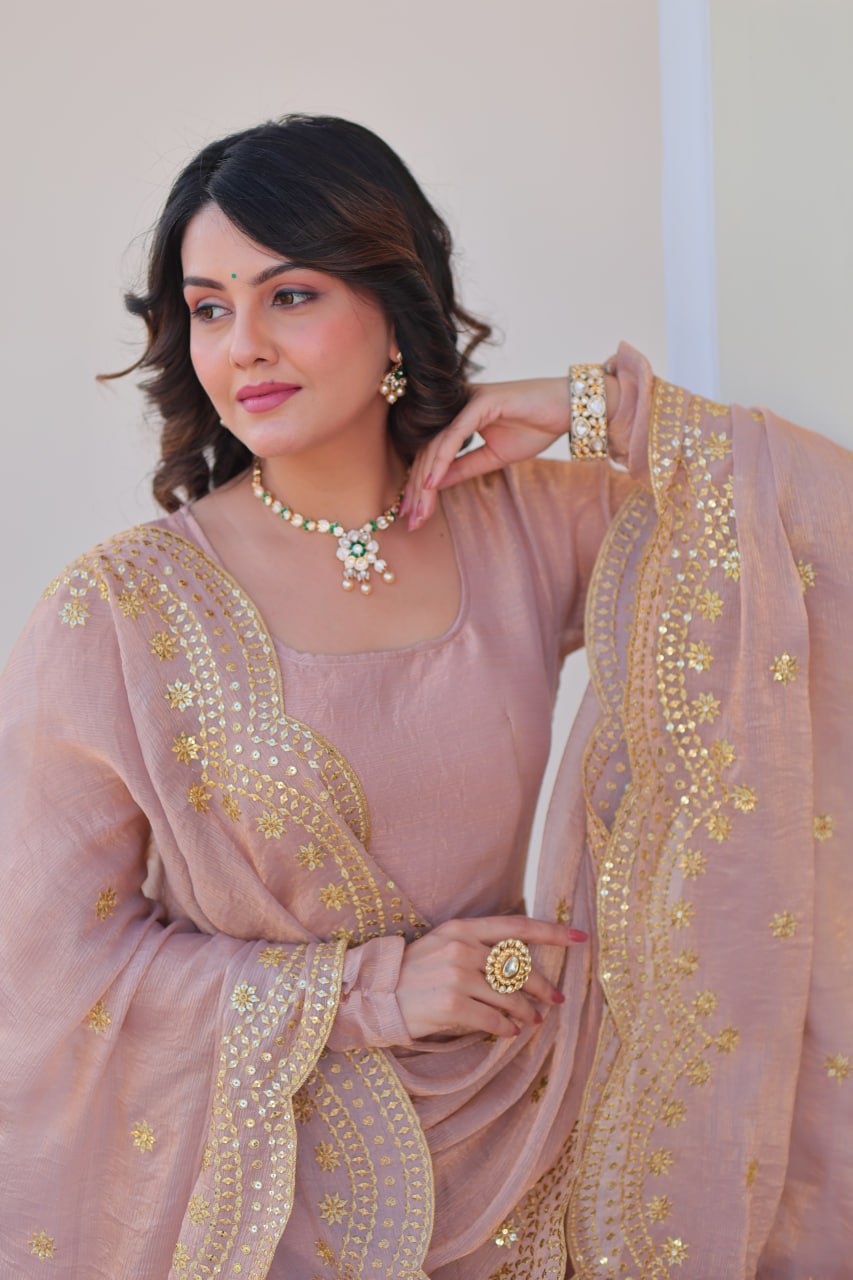 Appealing Fendy Chiffon Fully Stitched Gown With Dupatta