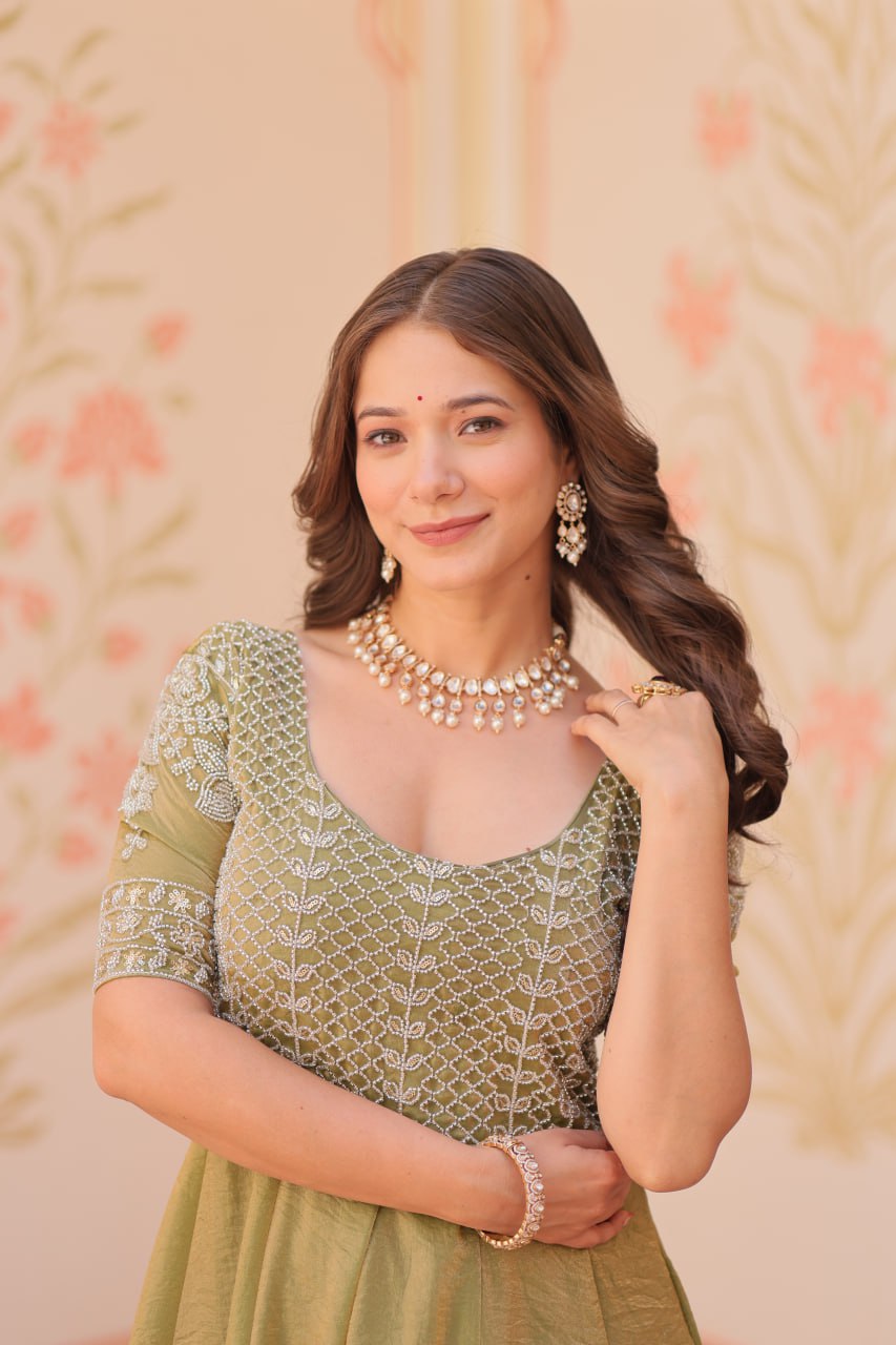 Lovely Fendy Silk Bead Embroidered Fully Stitched Gown