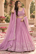 Lavender Mirror Embroidered Lehenga