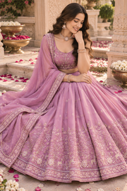 Lavender Mirror Embroidered Lehenga