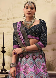 Lavender Pink Banarasi Silk Lehenga Choli with Elegant Zari Weaving