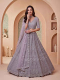 Lavender Net Zari Sequin Handwork Bridal Lehenga Choli