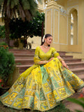 Light Yellow Fancy Silk Mirror Embroidered Lehenga Choli